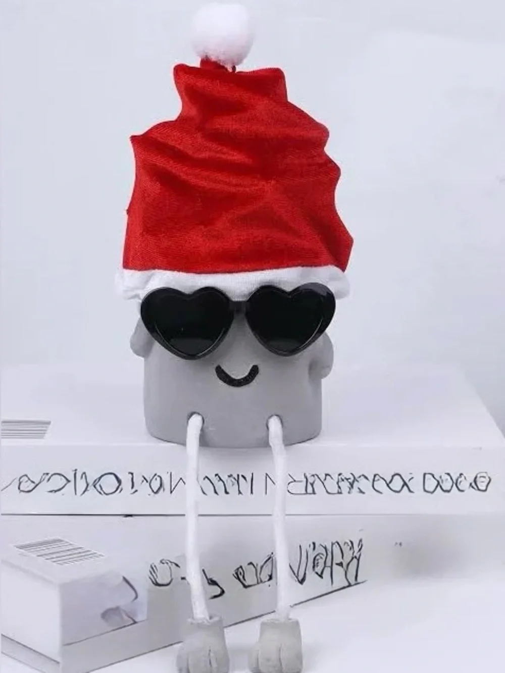 Zen Home Artificial Potted Whimsical Succulent -Shy Dad w/ Santa Hat/sunglasses